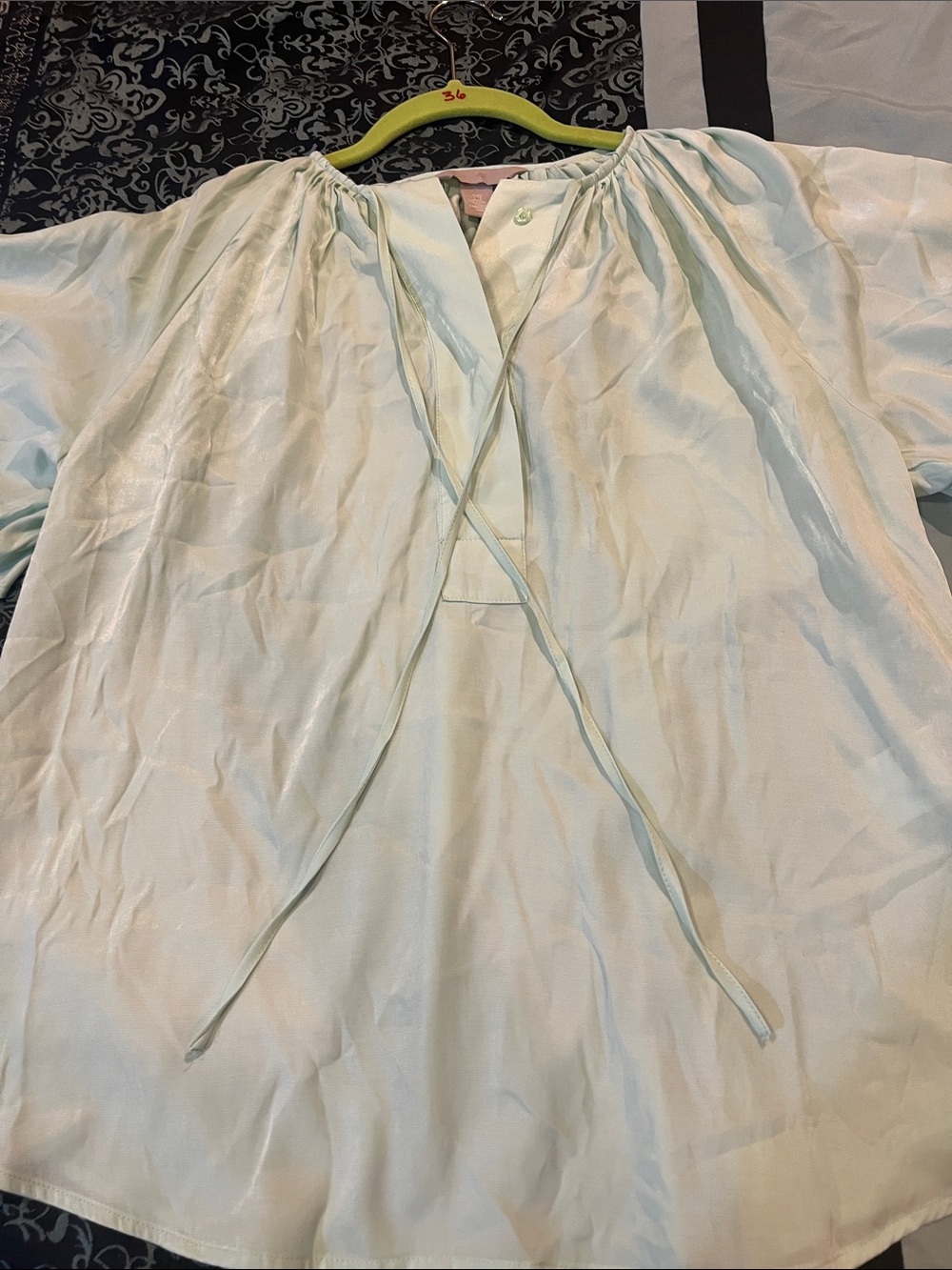 H&M Light Mint Peasant-Style Sleep Shirt